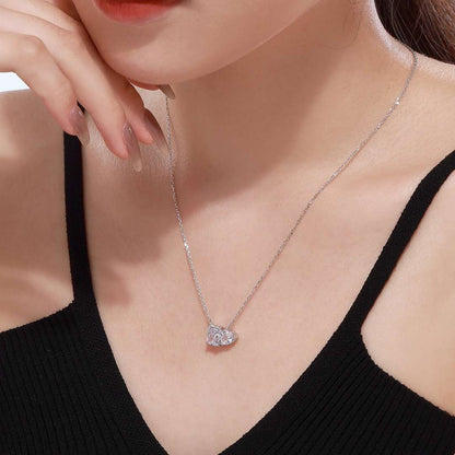 [Rose Jewels]Dazzling Square & Heart Shape Necklace