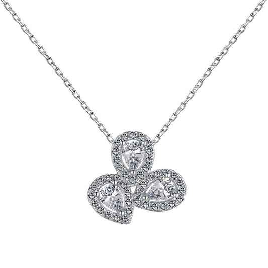 [Rose Jewels]Elegant Flower Shape Pear Cut Necklace