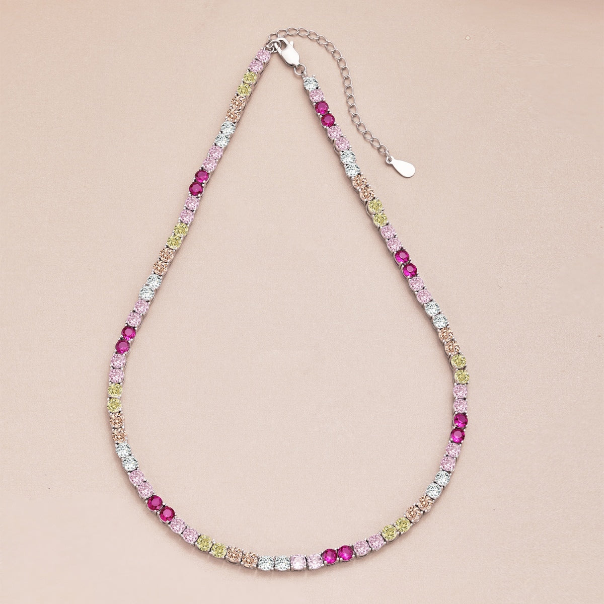 [Rose Jewels]Delicate Colorful Tennis Necklace