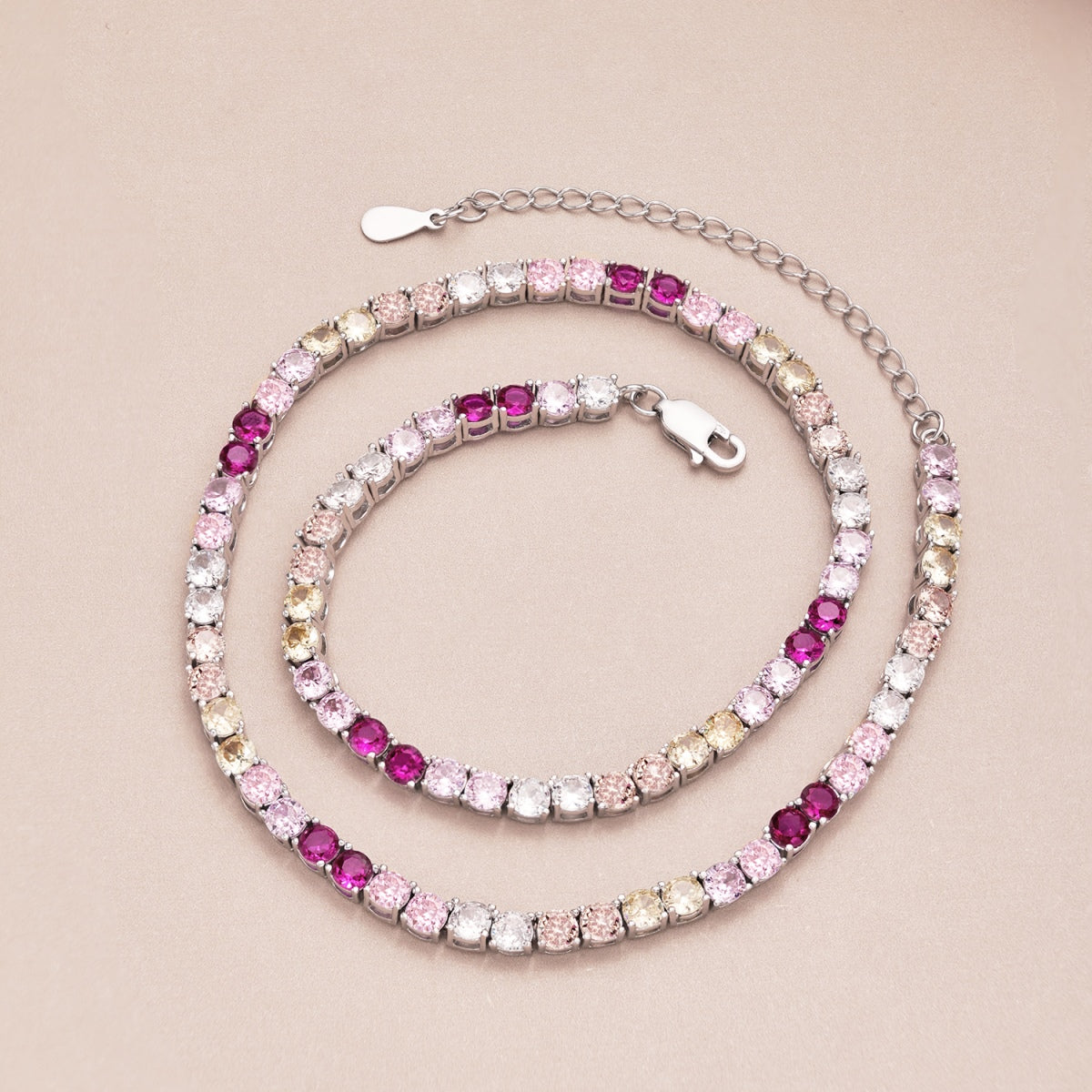 [Rose Jewels]Delicate Colorful Tennis Necklace