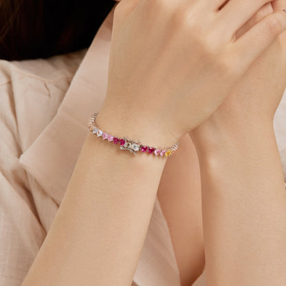 [Rose Jewels]Luxurious Colorful Romantic Heart Shape Lover Bracelet