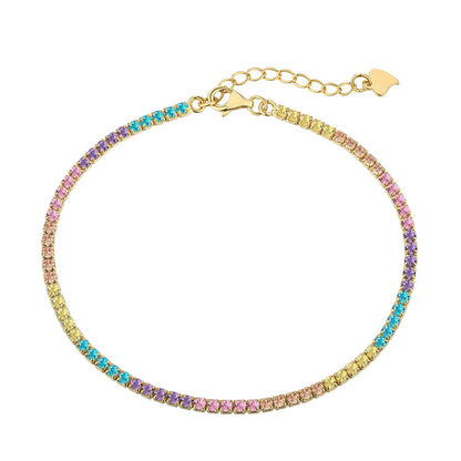 [Rose Jewels]Dazzling Colorful Round Cut Daily Bracelet