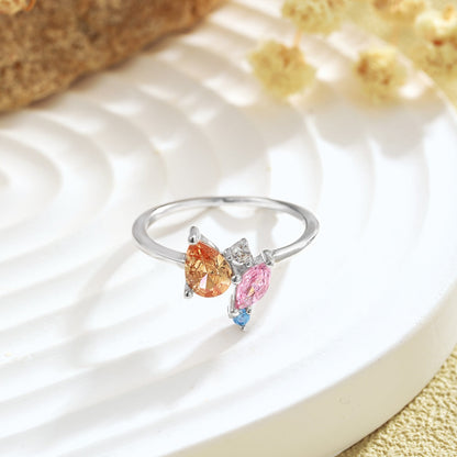 [Rose Jewels]Radiant Colorful Multi Cut Daily Ring