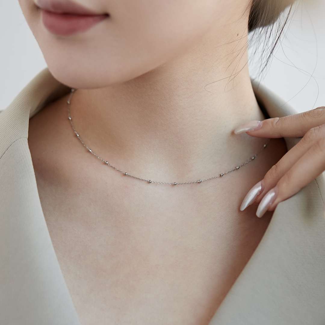 [Rose Jewels]Small Bead Clavicle Chain Simple Necklace