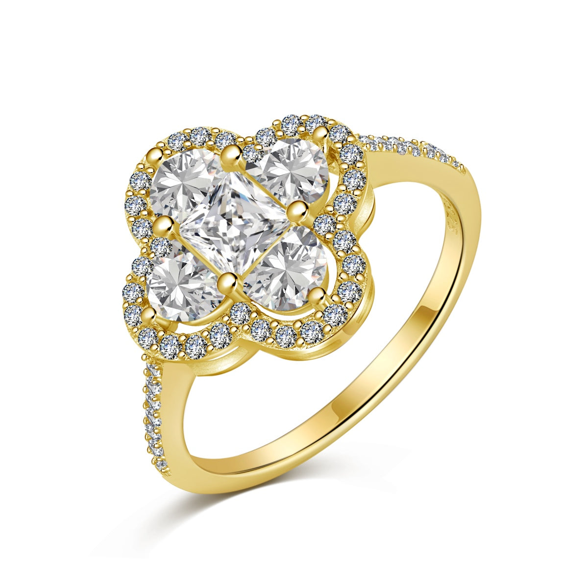 [Rose Jewels]Luxurious Eternity Flower Shape Banquet Ring