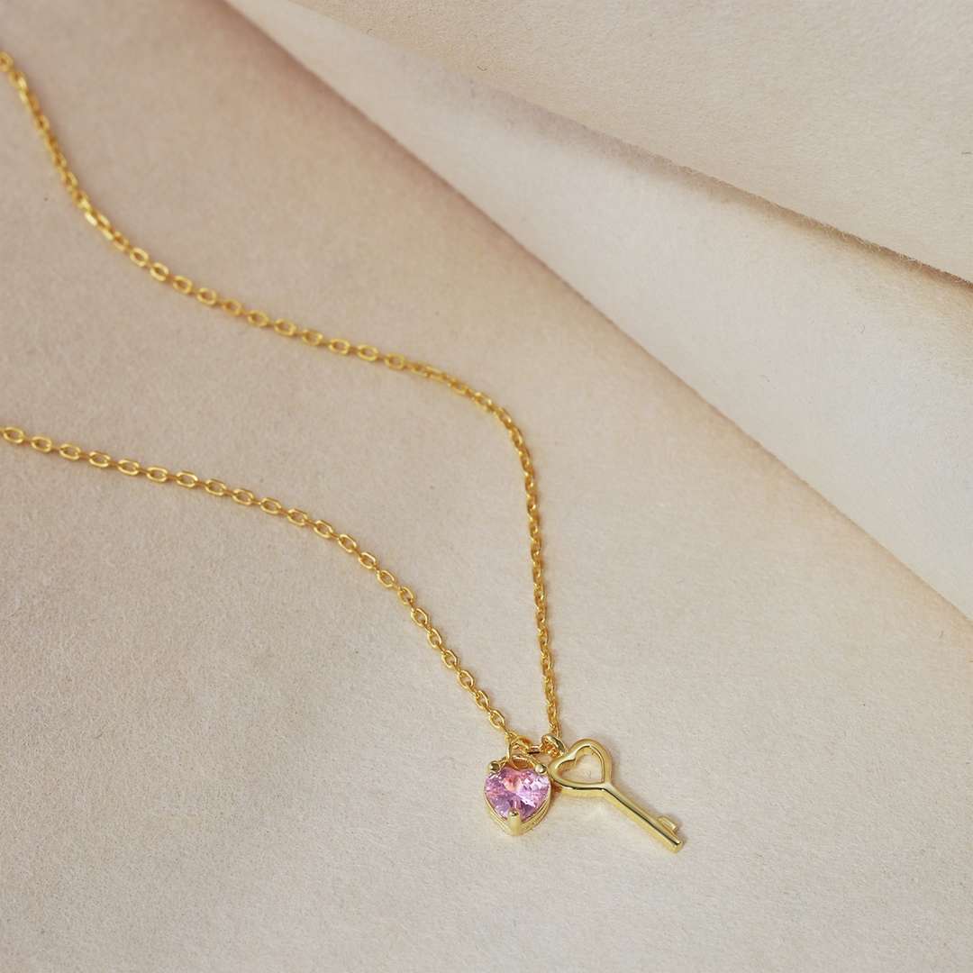 [Rose Jewels]Unique Heart Shape Key Pendent Necklace