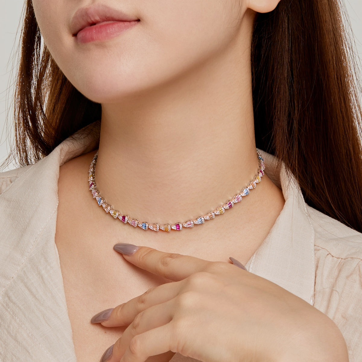 [Rose Jewels]Radiant Colorful Rainbow Necklace