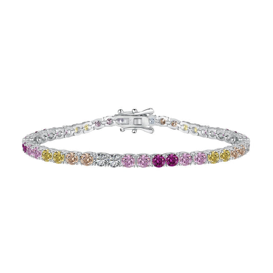 [Rose Jewels]Radiant Colorful Round Cut Tennis Bracelet