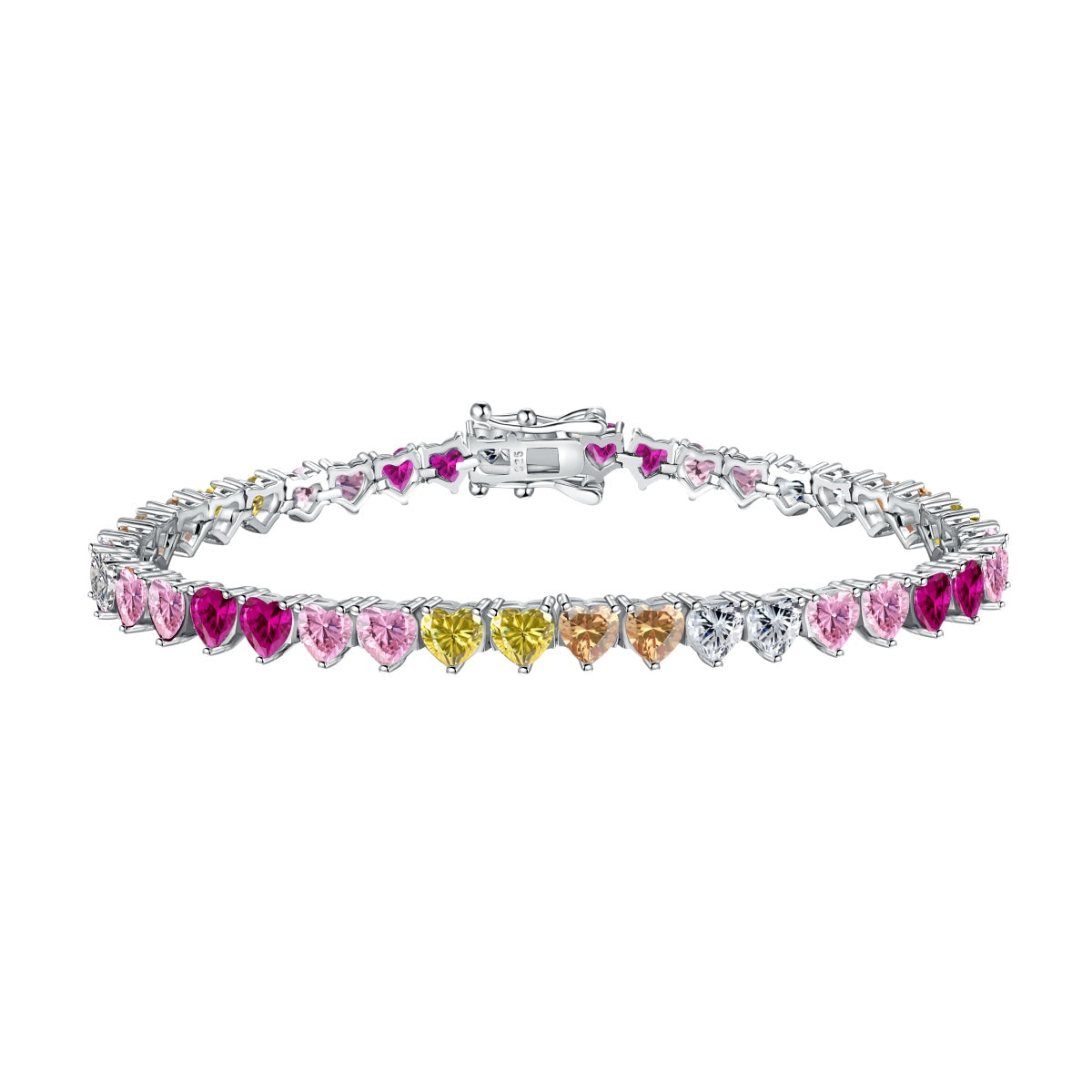 [Rose Jewels]Luxurious Colorful Romantic Heart Shape Lover Bracelet