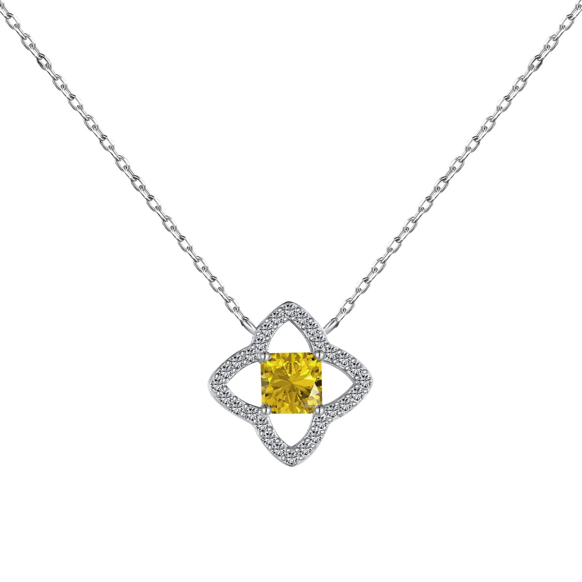 [Rose Jewels]Exquisite Flower Shape Princess Cut Necklace