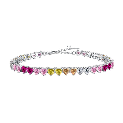 [Rose Jewels]Luxurious Colorful Romantic Heart Shape Lover Bracelet