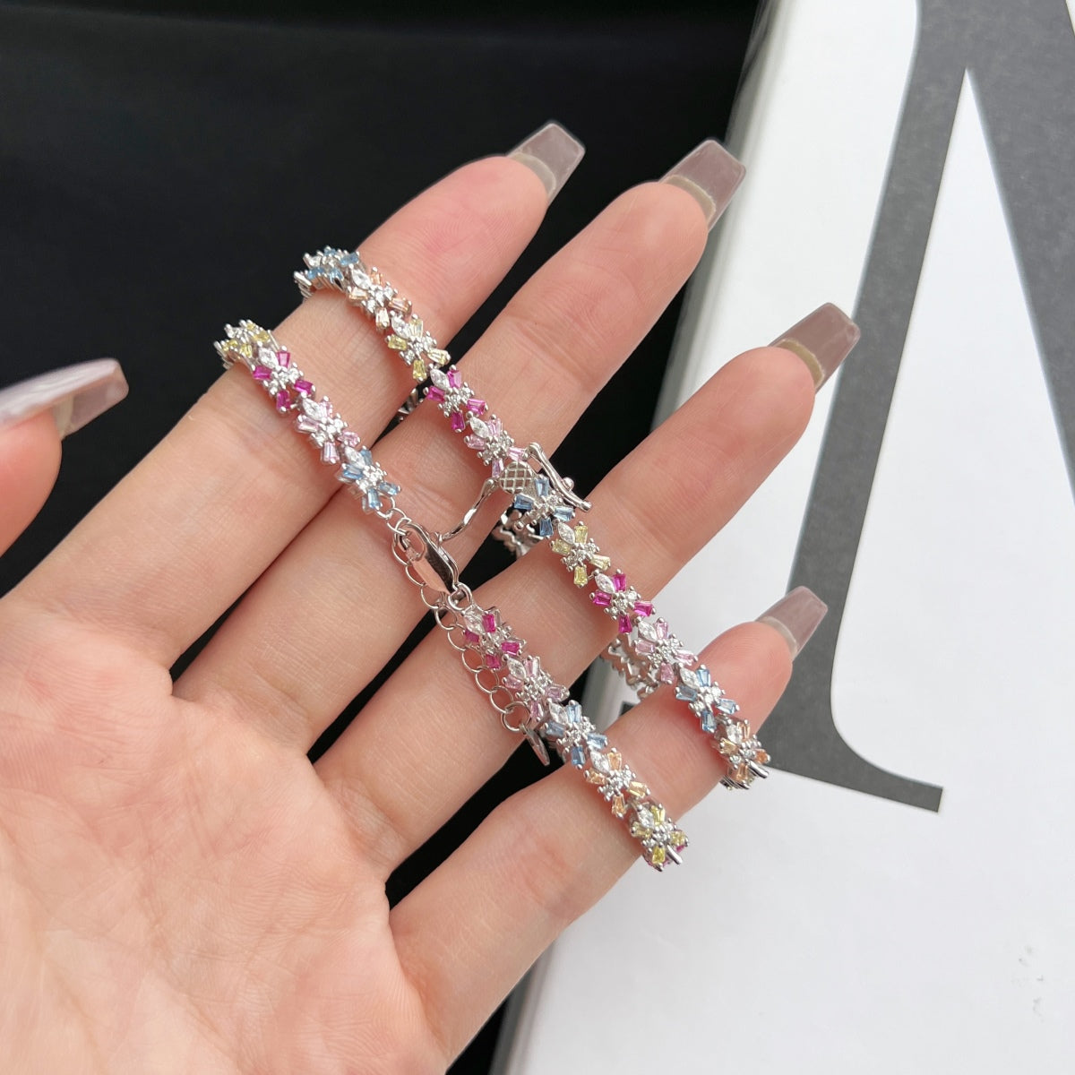 [Rose Jewels]Radiant Colorful Emerald Cut Party Bracelet