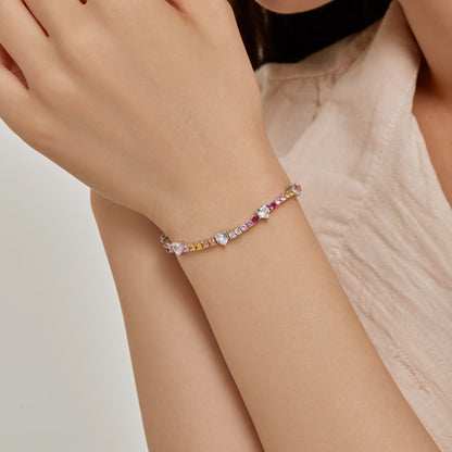 [Rose Jewels]Romantic Heart Shape Round Cut Lover Bracelet