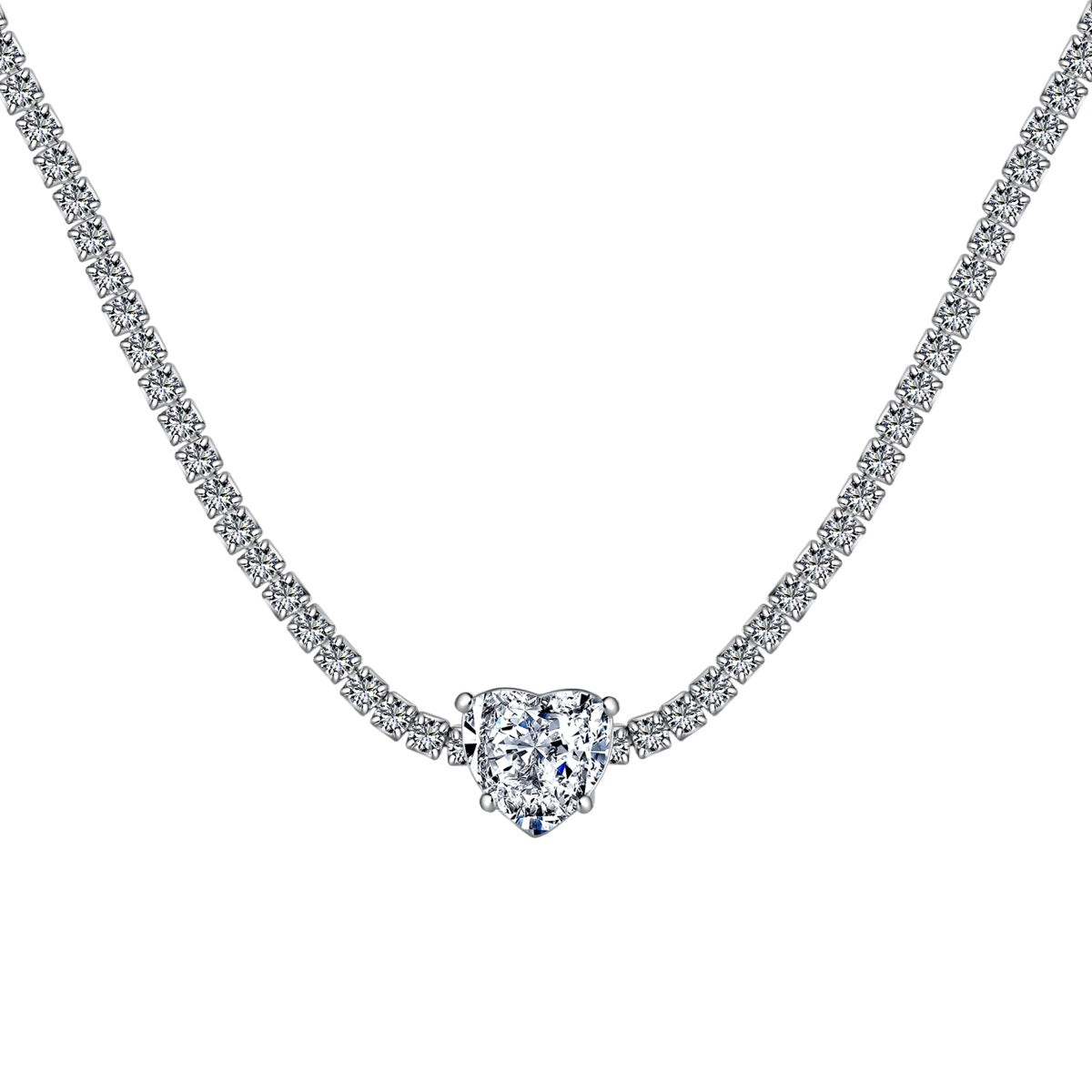 [Rose Jewels]2.0 Carat Sparkling Tennis Heart Cut Necklace