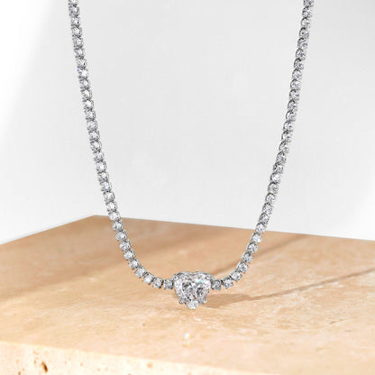 [Rose Jewels]2.0 Carat Sparkling Tennis Heart Cut Necklace