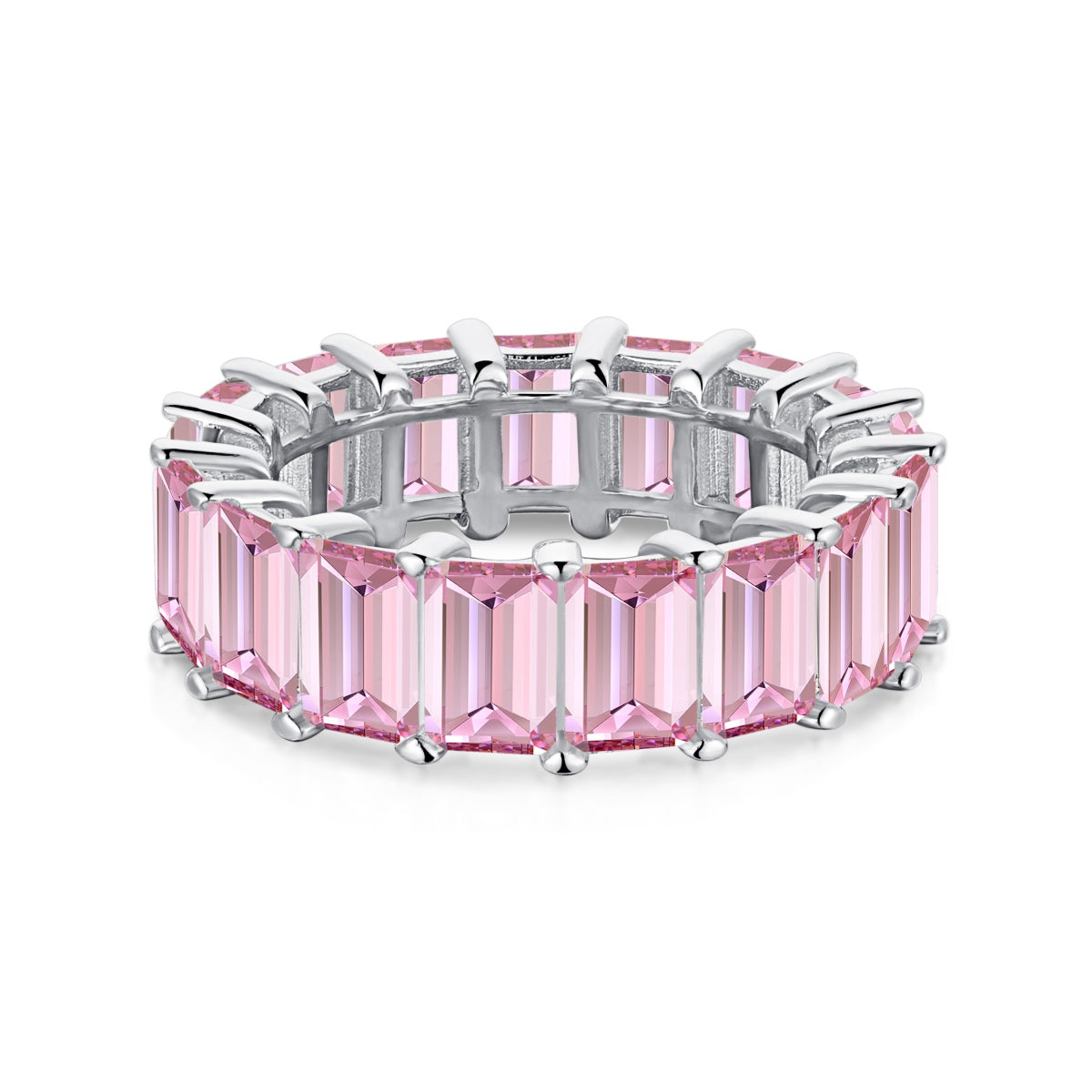 [Rose Jewels]0.75 Carat Elegant Emerald Cut Tennis Ring