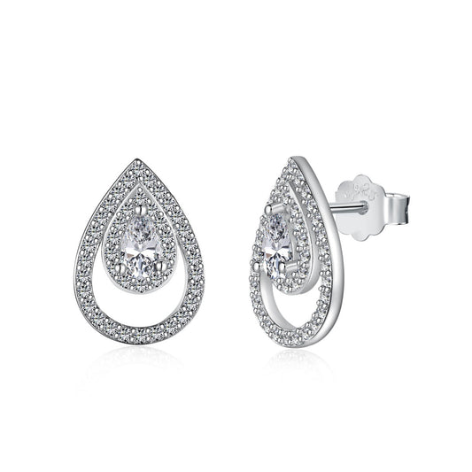 [Rose Jewels]Sparkling Delicate Water Drop Shape Daily Earrings