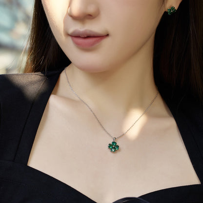 [Rose Jewels]Heart-Shaped Four-Leaf Clover Bead Necklace