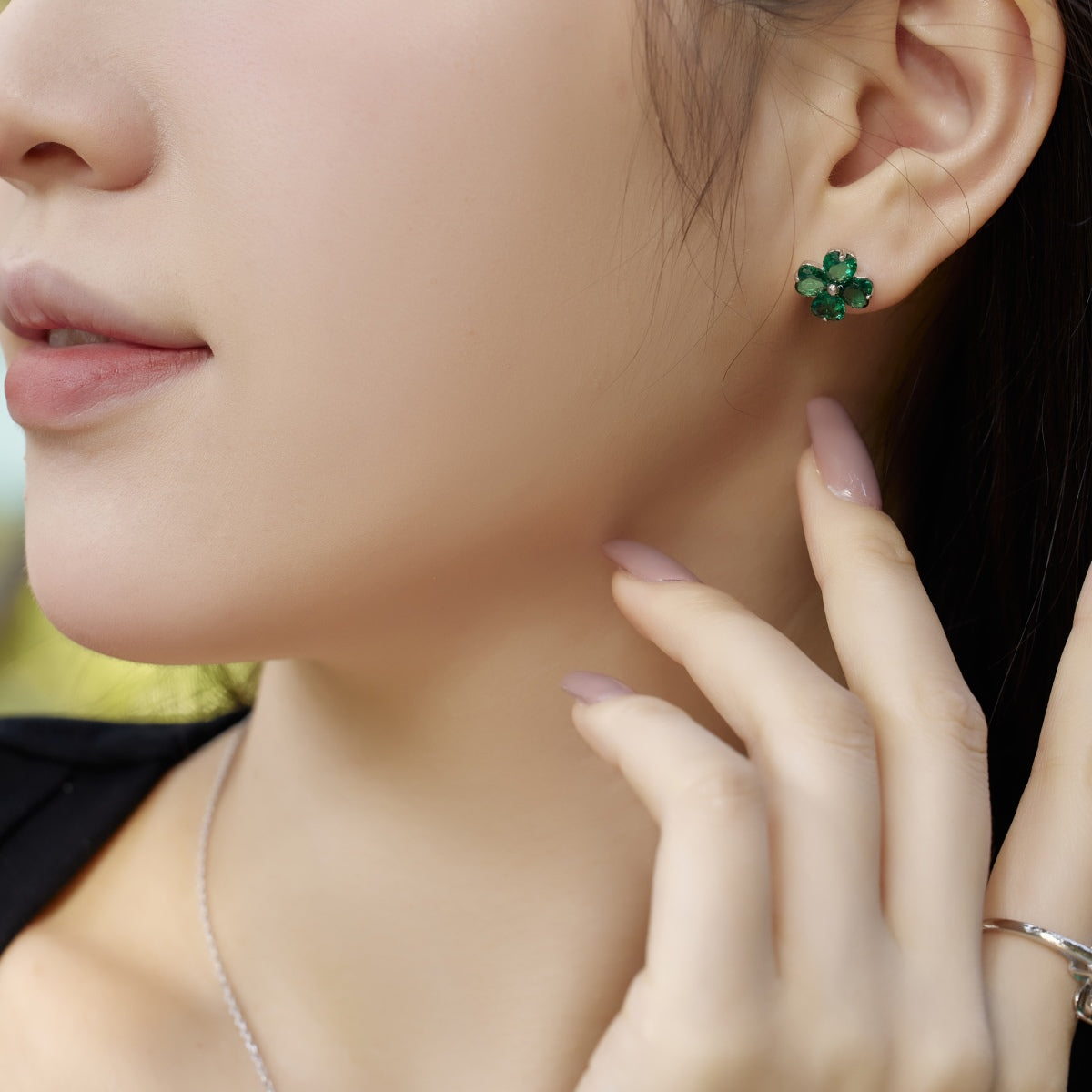 [Rose Jewels]Four-Leaf Clover Ball Earrings