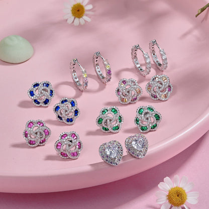 [Rose Jewels]Radiant Colorful Round Cut Earrings