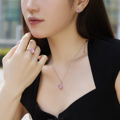 [Rose Jewels]Heart-Shaped Four-Leaf Clover Bead Necklace