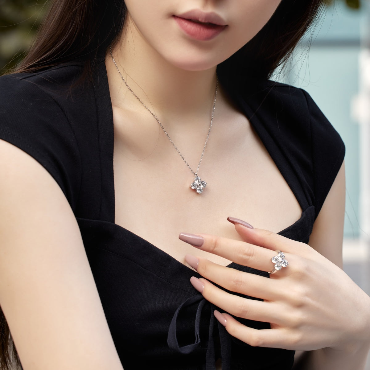 [Rose Jewels]Four-Leaf Clover And Eight-Pointed Star Necklace