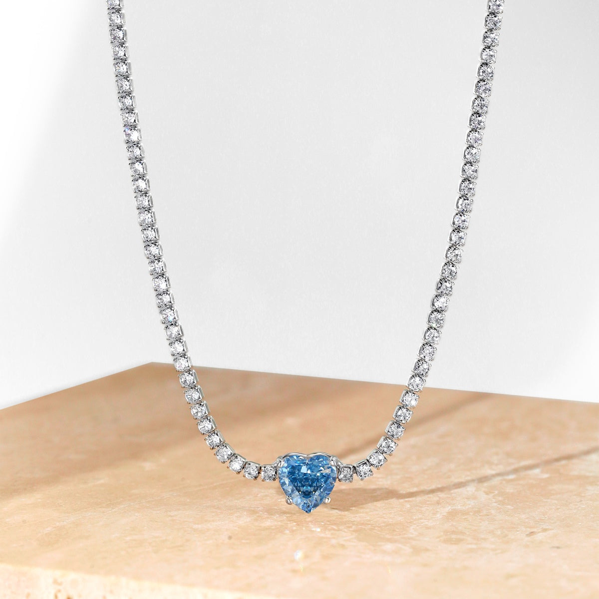 [Rose Jewels]2.0 Carat Sparkling Tennis Heart Cut Necklace