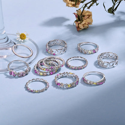 [Rose Jewels]Charming Colorful Round Cut Daily Ring