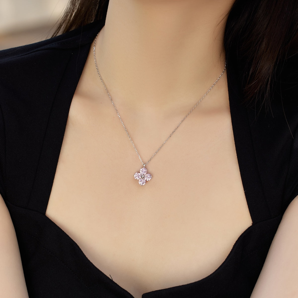 [Rose Jewels]Four-Leaf Clover And Eight-Pointed Star Necklace