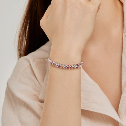 [Rose Jewels]Zierliches strahlendes Smaragdschliff-Tagesarmband