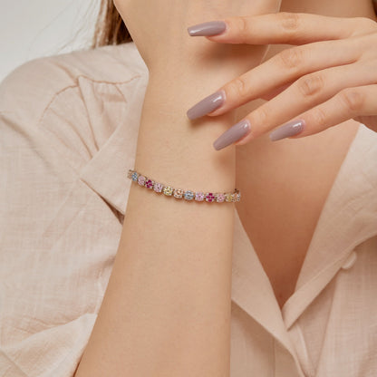 [Rose Jewels]Delicate Colorful Emerald Cut Daily Bracelet