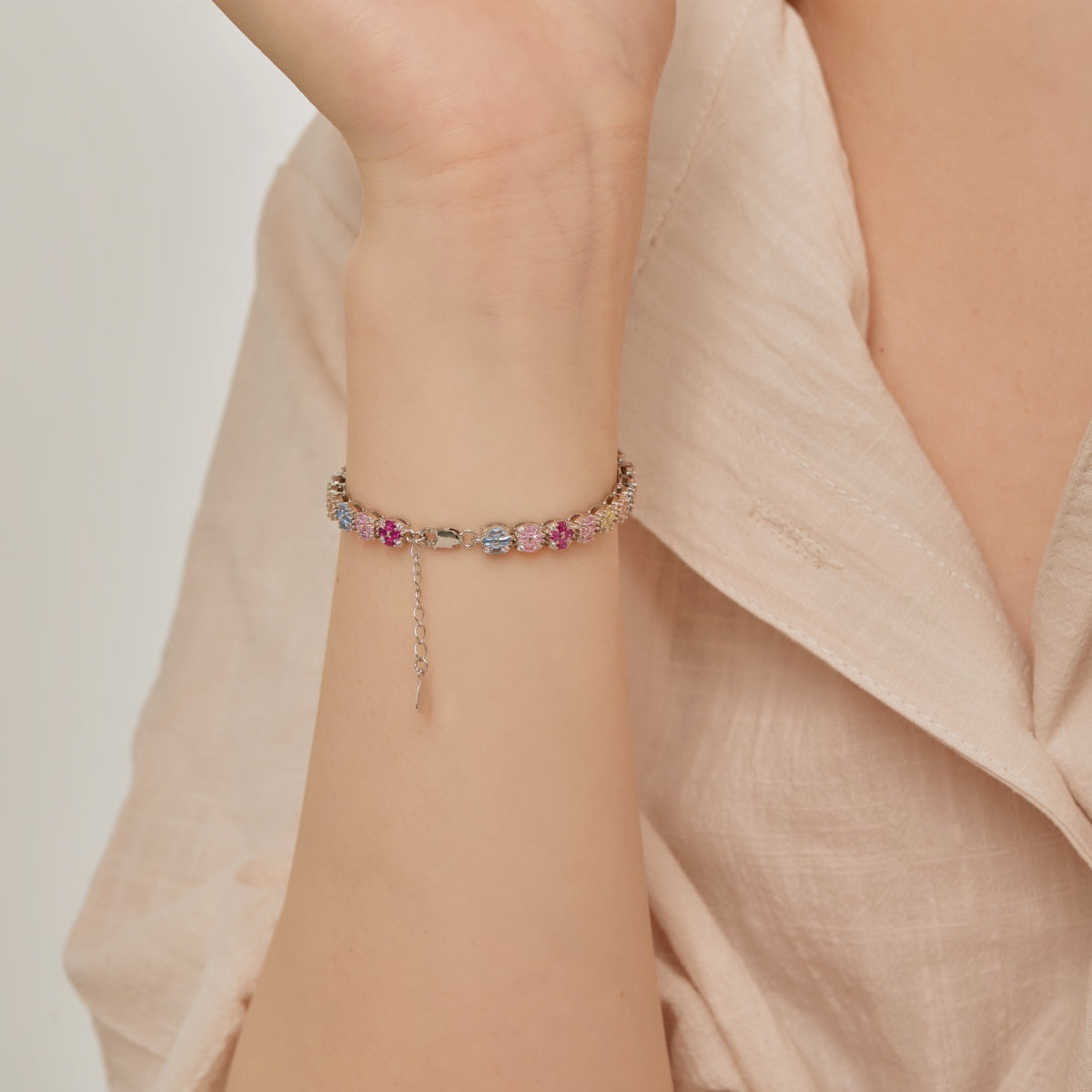 [Rose Jewels]Delicate Colorful Emerald Cut Daily Bracelet