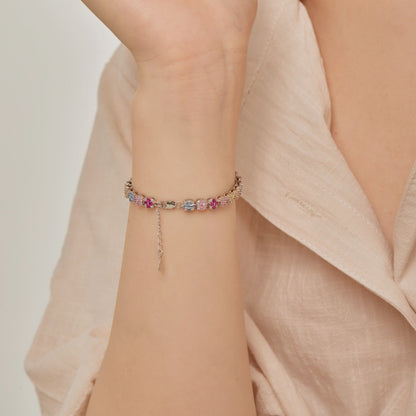 [Rose Jewels]Delicate Colorful Emerald Cut Daily Bracelet