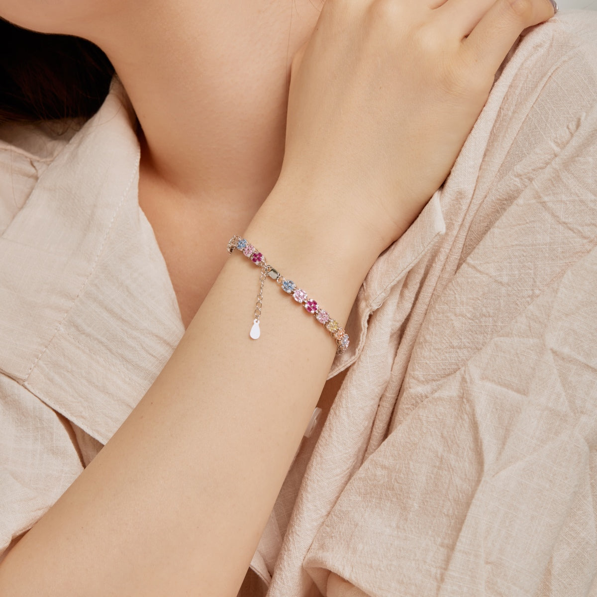 [Rose Jewels]Delicate Colorful Emerald Cut Daily Bracelet