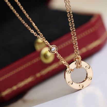 [ROSE]LOVE NECKLACE ADJUSTABLE ROSE GOLD 2 DIAMOND