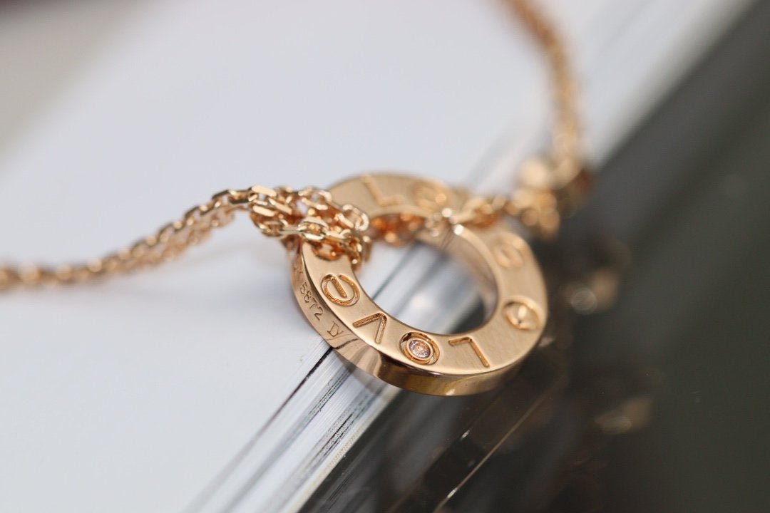 [ROSE]LOVE NECKLACE ADJUSTABLE ROSE GOLD 2 DIAMOND