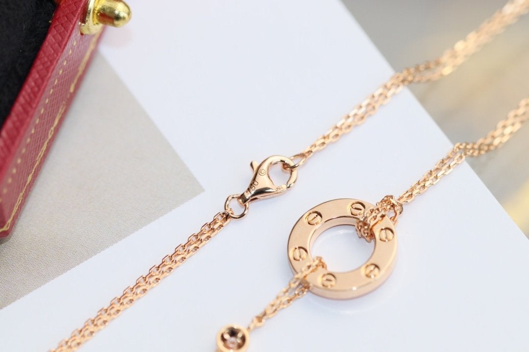 [ROSE]LOVE NECKLACE ADJUSTABLE ROSE GOLD 2 DIAMOND