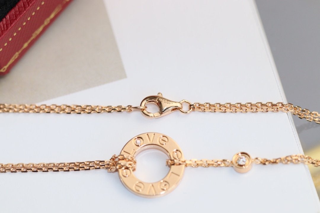 [ROSE]LOVE NECKLACE ADJUSTABLE ROSE GOLD 2 DIAMOND