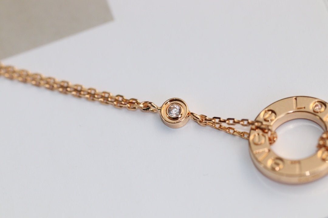 [ROSE]LOVE NECKLACE ADJUSTABLE ROSE GOLD 2 DIAMOND