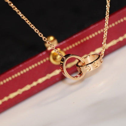 [ROSE]LOVE NECKLACE PINK GOLD AND SILVER