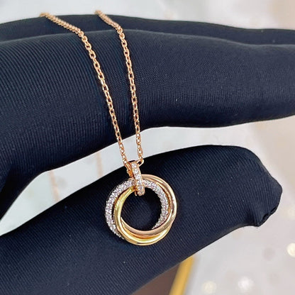 [ROSE]TRINITY NECKLACE SILVER GOLD PINK GOLD DIAMONDS