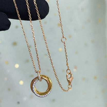 [ROSE]TRINITY NECKLACE SILVER GOLD PINK GOLD DIAMONDS