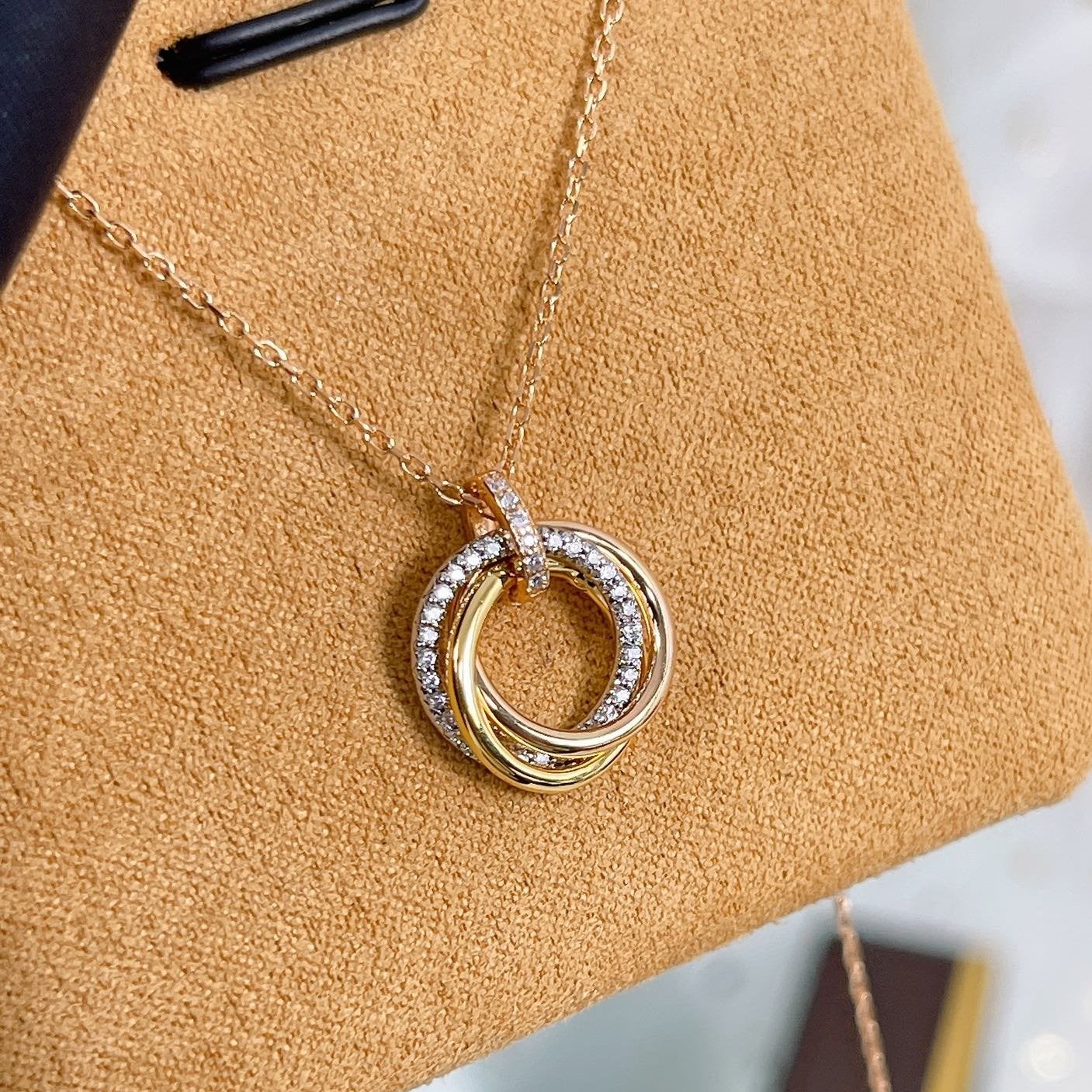 [ROSE]TRINITY NECKLACE SILVER GOLD PINK GOLD DIAMONDS