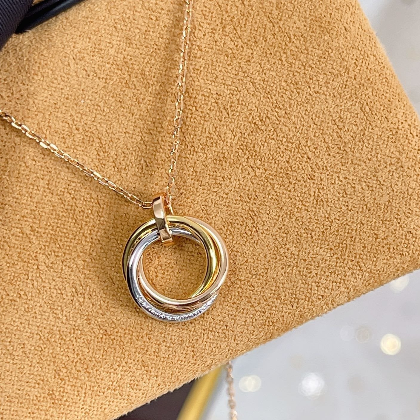 [ROSE]TRINITY NECKLACE SILVER GOLD PINK GOLD DIAMONDS