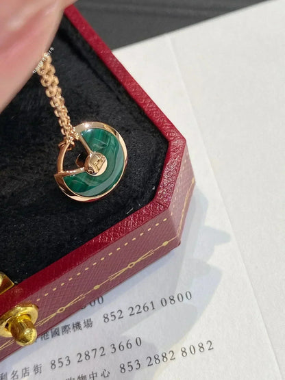 [ROSE]AMULETTE ROSE GOLD MALACHITE NECKLACE