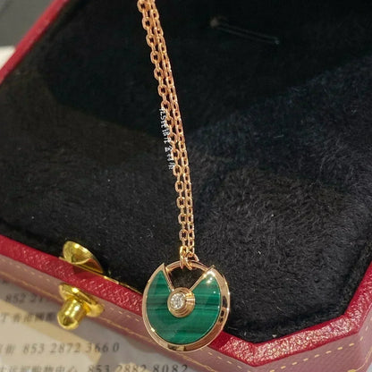 [ROSE]AMULETTE ROSE GOLD MALACHITE NECKLACE