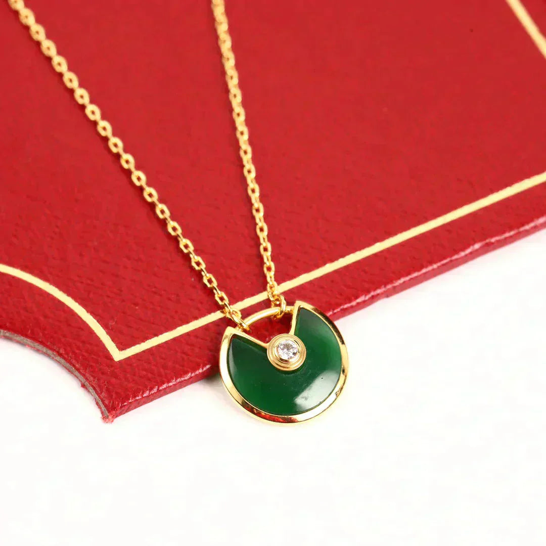 [ROSE]AMULETTE GOLD MALACHITE NECKLACE