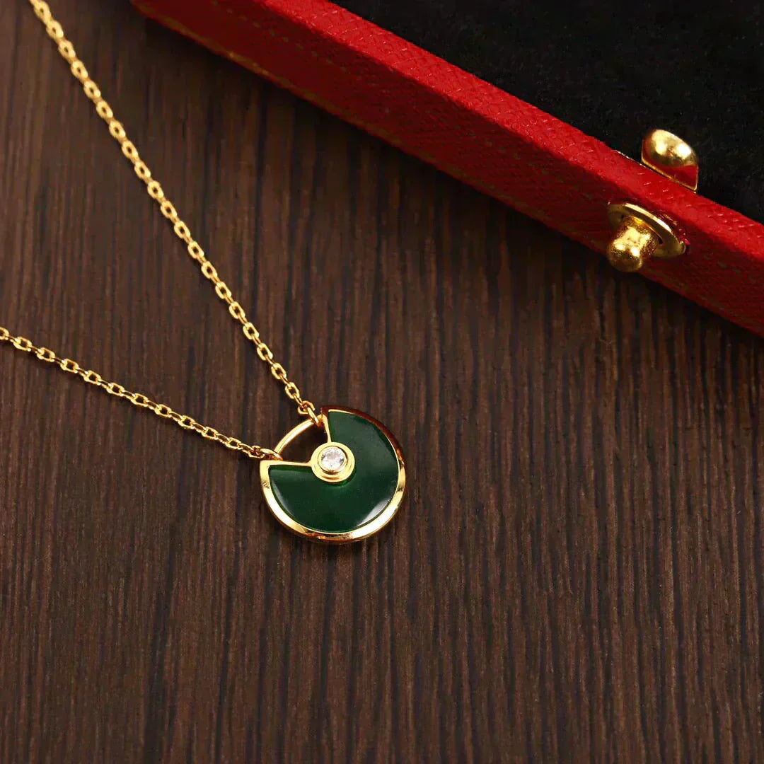 [ROSE]AMULETTE GOLD MALACHITE NECKLACE