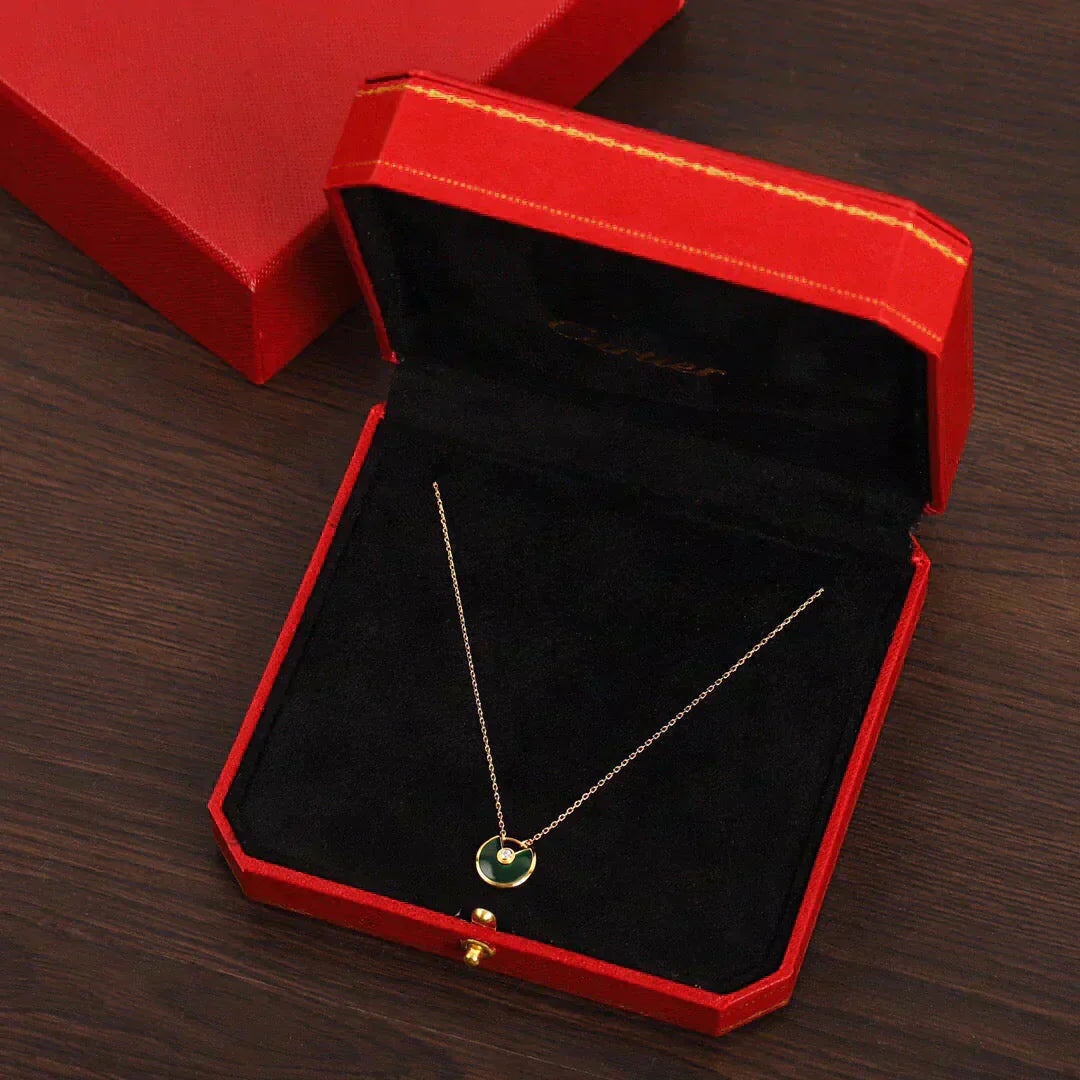 [ROSE]AMULETTE GOLD MALACHITE NECKLACE