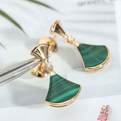 [Rose Jewels]DREAM MALACHITE PINK GOLD EARRINGS